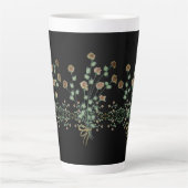 Elegante bloem met zwart latte mok (Voorkant)