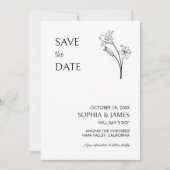 Elegante Bloem Minimalistische Foto Save the Date (Voorkant)