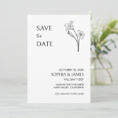 Elegante Bloem Minimalistische Foto Save the Date (Staand voorkant)