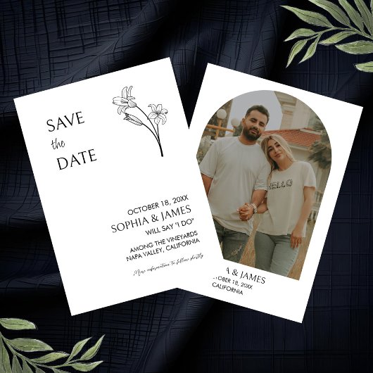 Elegante Bloem Minimalistische Foto Save the Date