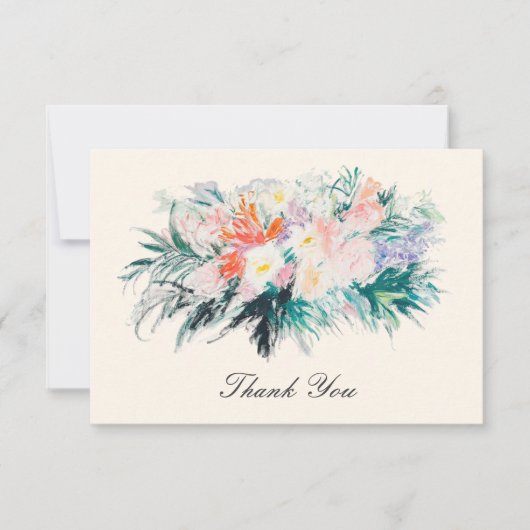 Elegante Bloem Moderne Bloemenboeket Bedankkaart (Voorkant)