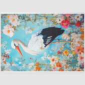 Elegante Bloem Ooievaar Decoupage Tissuepapier (Voorkant)