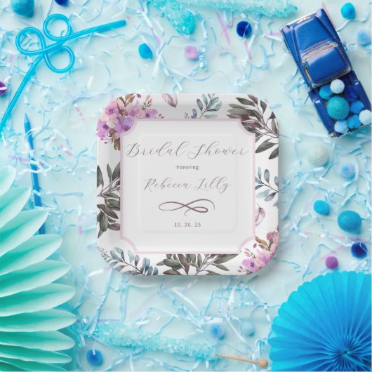 Elegante bloem  papieren bordje (Feest)