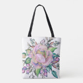 Elegante Bloem Pastel Waterverf Tote Bag (Achterkant)