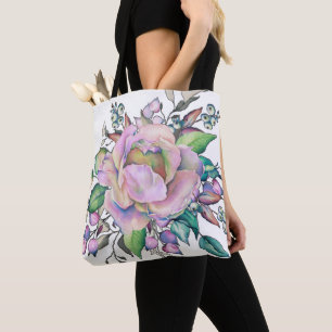 Elegante Bloem Pastel Waterverf Tote Bag