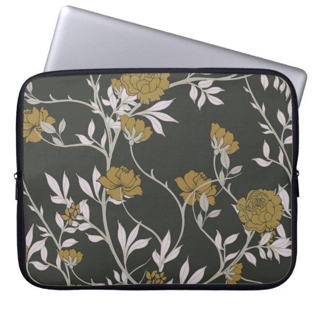 Elegante bloem:  patroonontwerp. laptop sleeve (Voorkant)