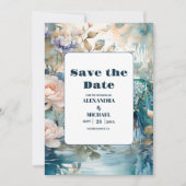 Elegante Bloem Pauw Chinoiserie Bruiloft Save The Date (Voorkant)