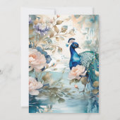 Elegante Bloem Pauw Chinoiserie Bruiloft Save The Date (Achterkant)