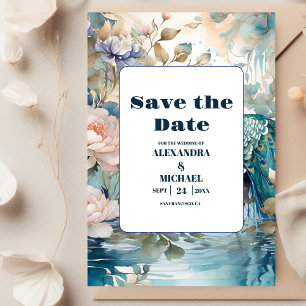 Elegante Bloem Pauw Chinoiserie Bruiloft Save The Date