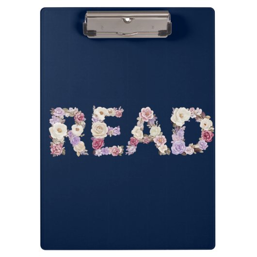 Elegante bloem READ typografie - Pastel botanisch  Klembord (Voorkant)