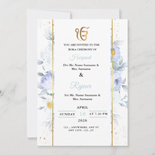 Elegante Bloem Rokha Ceremonie Uitnodiging (Voorkant)