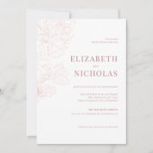 Elegante bloem roze bruiloft kaart (Voorkant)