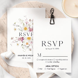 Elegante bloem RSVP-kaart | Trouwreactiekaart RSVP Kaartje