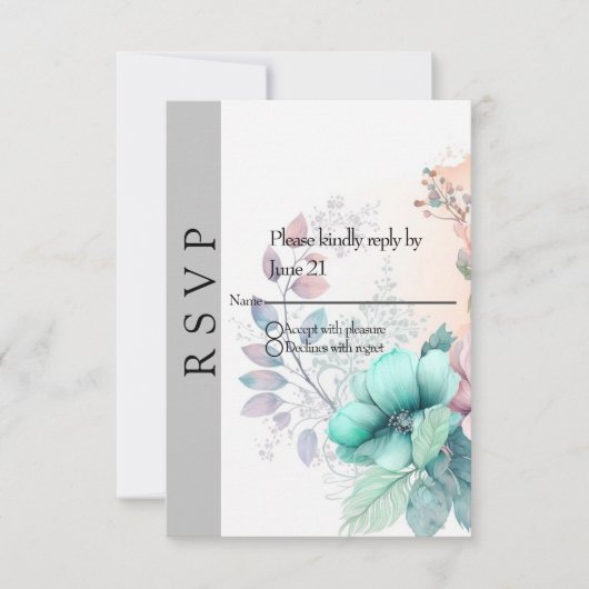 Elegante bloem RSVP kaartje (Voorkant)