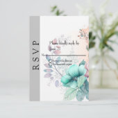 Elegante bloem RSVP kaartje (Staand voorkant)