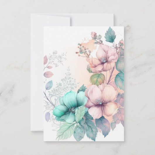 Elegante bloem RSVP kaartje (Achterkant)