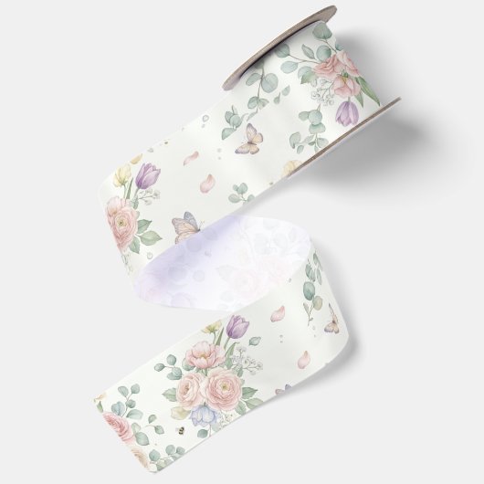 Elegante bloem satijnen lint (Achterkant)