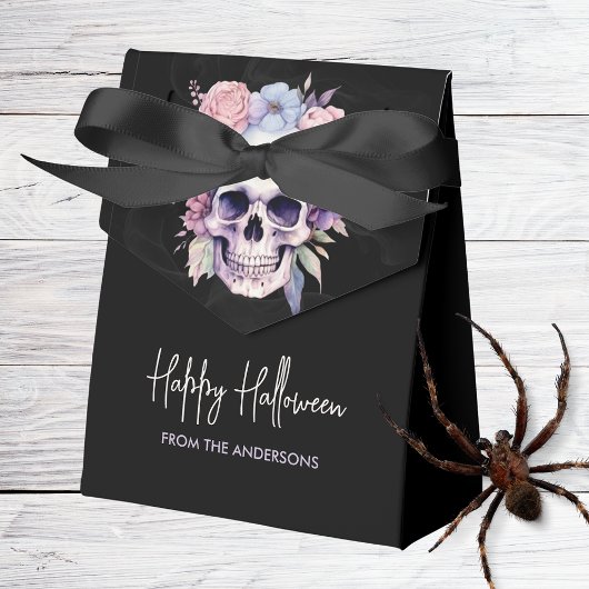 Elegante bloem- & schedelgotische halloween custom bedankdoosjes