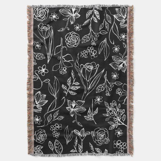 Elegante Bloem schets Contouren Gooi Deken (Voorkant Verticaal)