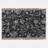 Elegante Bloem schets Contouren Gooi Deken (Voorkant)