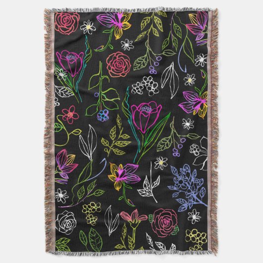 Elegante Bloem schets Multi Outlines Gooi Deken (Voorkant Verticaal)