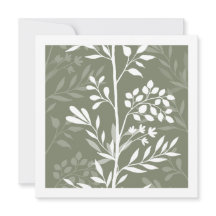 Elegante Bloem Silhouet Olijf Salie Minimalistisch