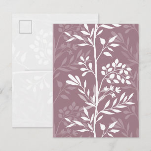 Elegante Bloem Silhouet Roze Mauve Minimalistisch Briefkaart