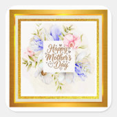 Elegante bloem sticker Gelukkige Moederdag (Voorkant)