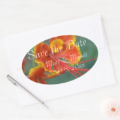 Elegante bloem sticker ovaal voor save the date (Envelop)