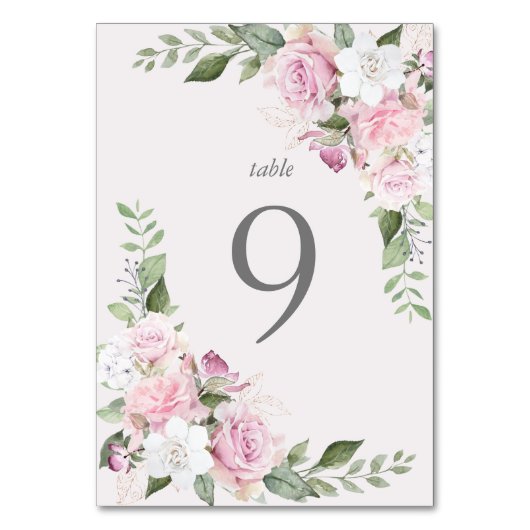 Elegante bloem tafelkaart in rozentuin stijl kaart (Achterkant)