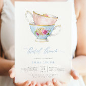 Elegante bloem thee beker met bloemen bruids brunc kaart