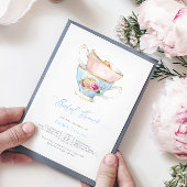 Elegante bloem thee beker met bloemen bruids brunc kaart