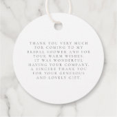 Elegante bloem thee bruids brunch dank u bedankjes labels (Achterkant)