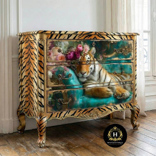 Elegante Bloem Tijger Decoupage Tissuepapier