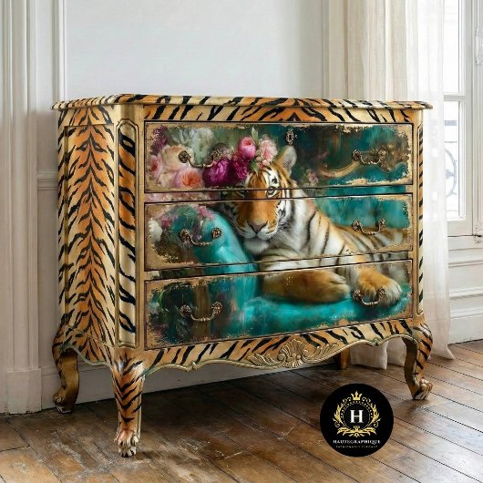 Elegante Bloem Tijger Decoupage Tissuepapier
