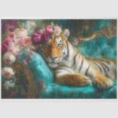Elegante Bloem Tijger Decoupage Tissuepapier (Voorkant)