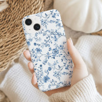 Elegante bloem toile blauw en wit vintage stijl