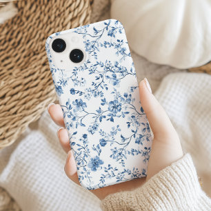 Elegante bloem toile blauw en wit vintage stijl Case-Mate iPhone 14 hoesje