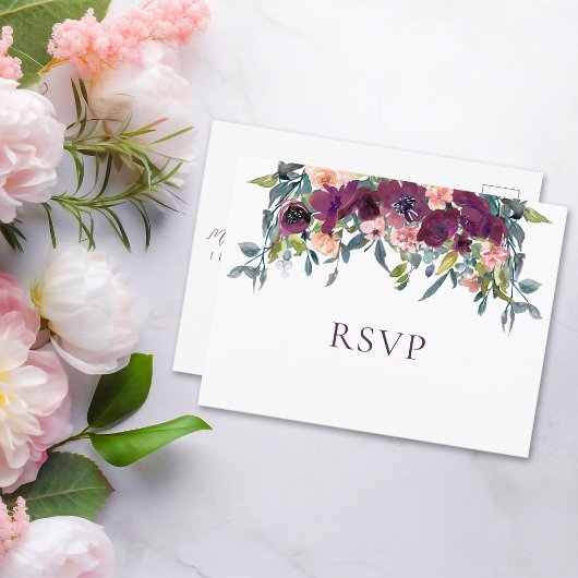 Elegante bloem |  Trouw RSVP uitnodigingsbriefkaar Uitnodiging Briefkaart