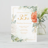 Elegante bloem uitnodiging in script lettertype (Staand voorkant)