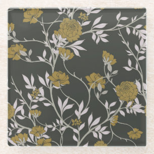 Elegante bloem: vintage patroonontwerp. glazen onderzetter