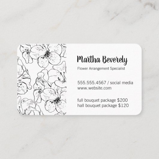 Elegante Bloem Visitekaartje (Achterkant)