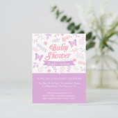 Elegante bloem vlinder babyshower uitnodigingen (Staand voorkant)