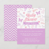 Elegante bloem vlinder babyshower uitnodigingen (Voorkant / Achterkant)