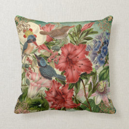 Elegante bloem, vogels, sierrand kussen