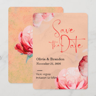 Elegante Bloem Watercolor Save The Date Kaart
