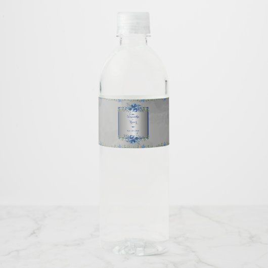 Elegante Bloem Waterfles Etiket (Voorkant)