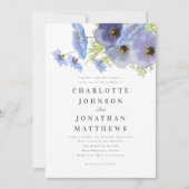 Elegante Bloem Waterverf Blauw Huwelijk Qr Code Kaart (Voorkant)