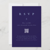 Elegante Bloem Waterverf Navy Trouw QR Code Kaart (Achterkant)