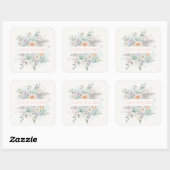Elegante Bloem Waterverf Vierkante Sticker (Vel)